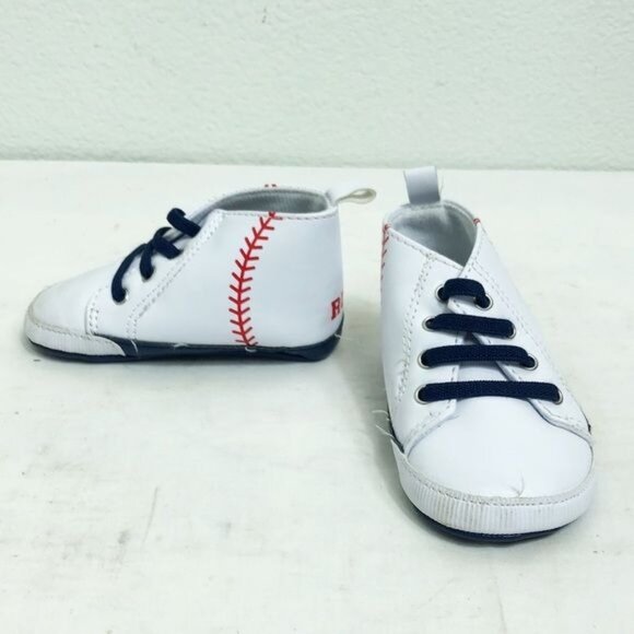 Carters Baby Baseball Walking Shoes 3-6M White/Red/Navy Sports-Themed Soft Sole - Picture 5 of 6